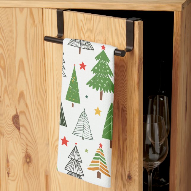 Paño De Cocina Árboles retro (Pliegue de tercios)