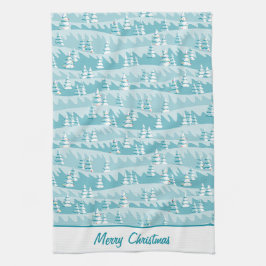 Paño De Cocina Árboles verde azulados de Navidad