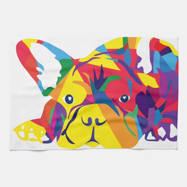 Paño De Cocina Arco iris bulldog Francés (Horizontal)