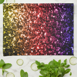 Paño De Cocina Arcoíris amarillo rojo morado brillo falso destell