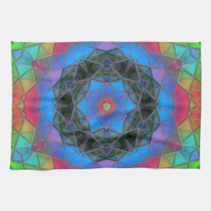 Paño De Cocina Arcoiris de flores de Kaleidoscope de Mosaica