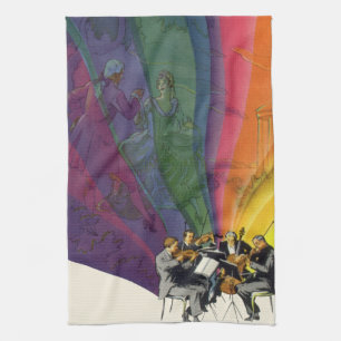 Paño De Cocina Arcoiris de música vintage, baile de parejas victo