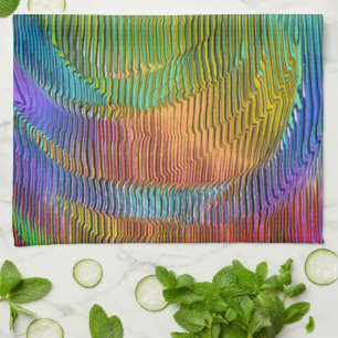 Paño De Cocina Arcoiris espiral con alivio y tiras desordenadas