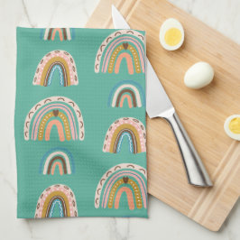 Paño De Cocina Arcos de lluvia estilo doodle Boho Scandi