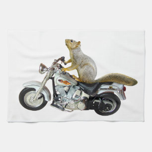Paño De Cocina Ardilla en la motocicleta
