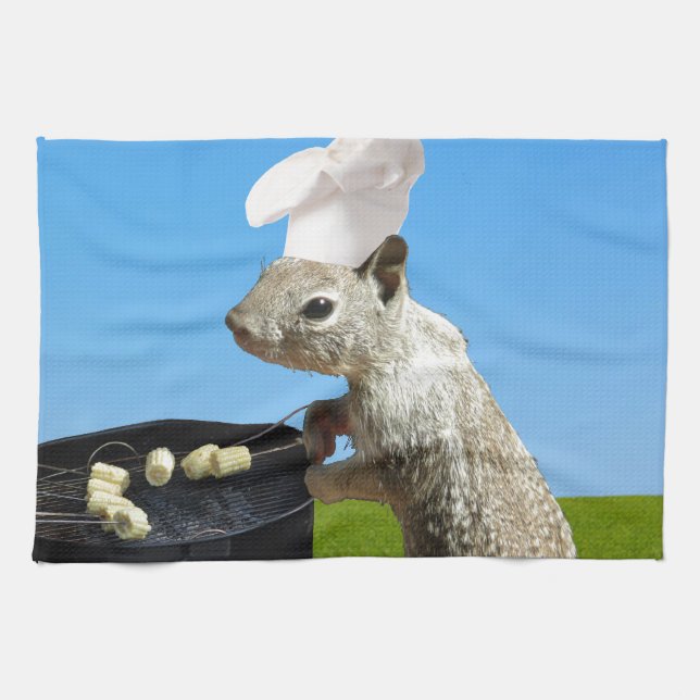 Paño De Cocina Ardilla linda de BBQing (Horizontal)