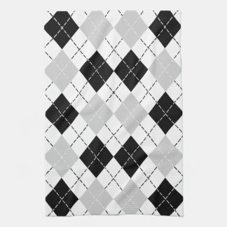 Paño De Cocina Argyle blanco y gris negro