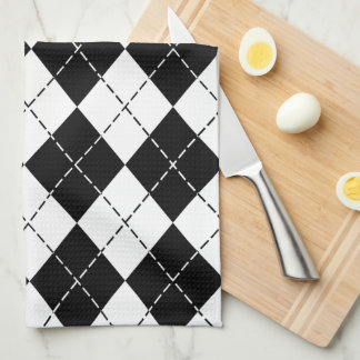 Paño De Cocina Argyle blanco y negro