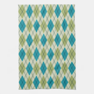 Paño De Cocina Argyle verde y azul