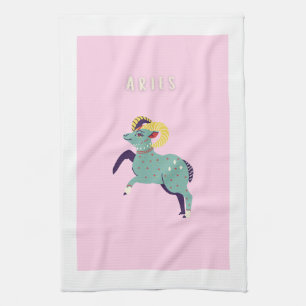 Paño De Cocina Aries rosa, zodiaco, impresión de signo zodiacal