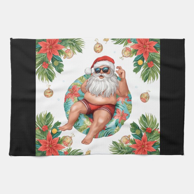 Paño De Cocina Arizona Christmas themed with Santa Pool party  (Horizontal)