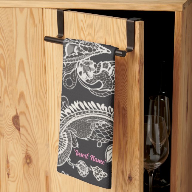 Paño De Cocina Armonía floral de encaje (Pliegue de tercios)