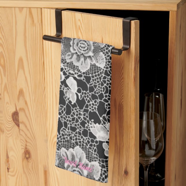 Paño De Cocina Armonía floral de encaje (Pliegue de tercios)