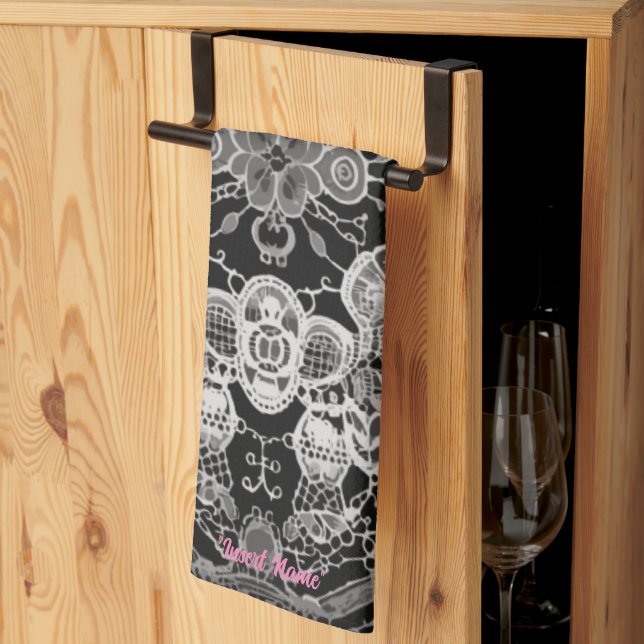 Paño De Cocina Armonía floral de encaje (Pliegue de tercios)