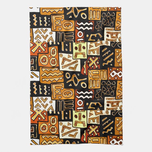 Paño De Cocina Armonía tribal: Motif geométrico africano (Vertical)