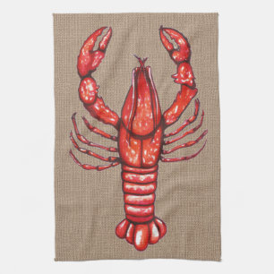 Paño De Cocina Arpillera de los cangrejos de Luisiana Cajun falsa