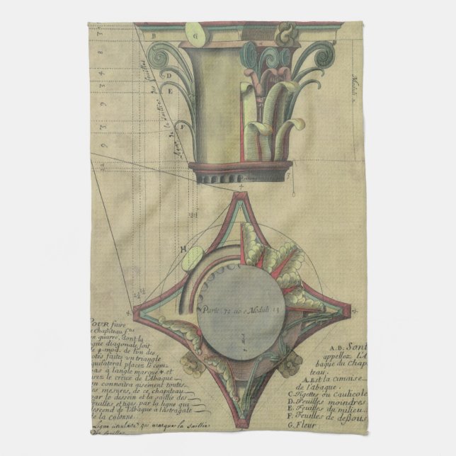 Paño De Cocina Arquitectura de época, corona de capital decorativ (Vertical)