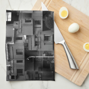 Paño De Cocina Arquitectura en blanco y negro