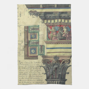 Paño De Cocina Arquitectura vintage, columna con moldura de corni