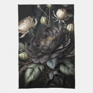 Paño De Cocina Arreglo de Rosa gótico Flor negra