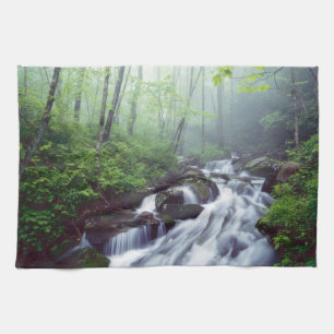 Paño De Cocina Arroyo Linn Cove en cascada a través de la niebla