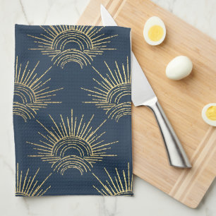 Paño De Cocina Art Deco Alabere Corona Arco Azul Medianoche