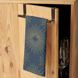 Paño De Cocina Art Deco Alabere   Medallón Azul Medianoche
