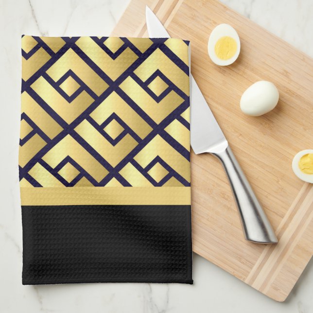 Paño De Cocina Art Deco Oro (Doblado Cuarto)
