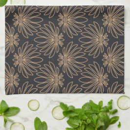 Paño De Cocina Art Deco pattern with gold floral motifs 