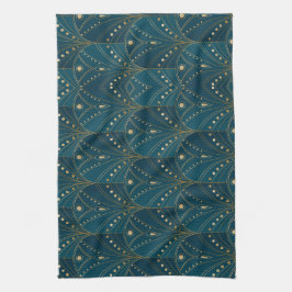 Paño De Cocina Art Deco pattern with gold geometric shapes