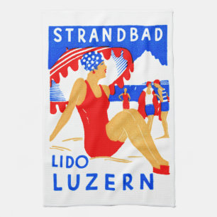 Paño De Cocina Art Deco Strandbad Lido Luzern 1929
