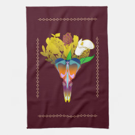 Paño De Cocina Art Deco Vase with Golden Flowers