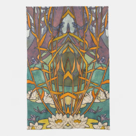 Paño De Cocina Art nouveau Alphonse・floral charca dragonfly