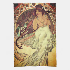Paño De Cocina Art Nouveau Alphonse Mucha elegante mujer cosecha