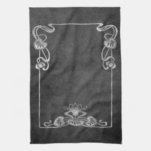 Paño De Cocina Art Nouveau ante luce elegante gris y plata