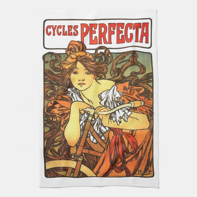 Paño De Cocina Art Nouveau Bicycle Mucha Art (Vertical)