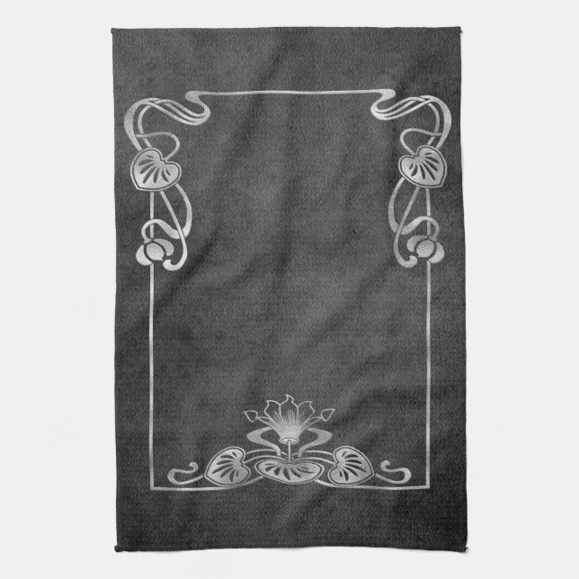 Paño De Cocina Art Nouveau luce ante elegante loto gris plateado (Vertical)