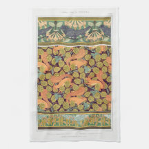 Art Nouveau squirrel floral otoño arte textil