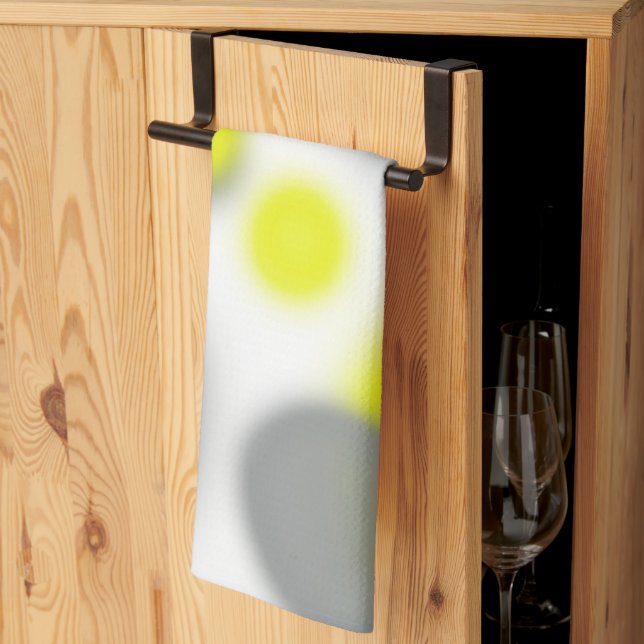 Paño De Cocina Arte abstracto de gris blanco amarillo  (Pliegue de tercios)