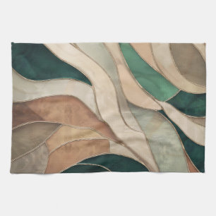 Paño De Cocina Arte abstracto de mosaico - Taupe y Esmeralda