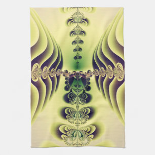 Paño De Cocina Arte abstracto de simetría fractal verde lima