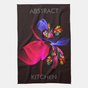 Paño De Cocina Arte abstracto floral colorido moderno patrón #06