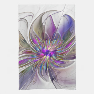 Paño De Cocina Arte abstracto fractal de flor energético y colori