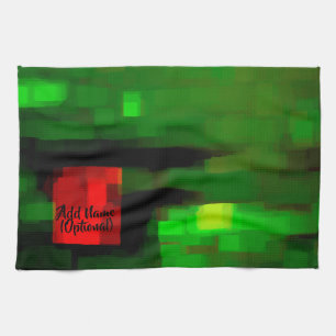 Paño De Cocina Arte abstracto verde y rojo del personalizable