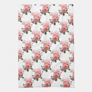 Paño De Cocina Arte acuarela de plantilla floral de rosas rojas r