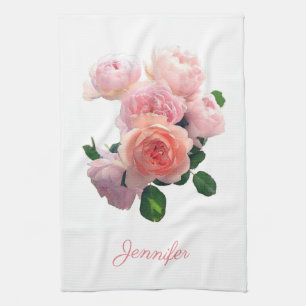 Paño De Cocina Arte acuático personalizado Roses rojas rosadas mo