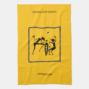 Paño De Cocina Arte africano, cortés y divertida danza lunar