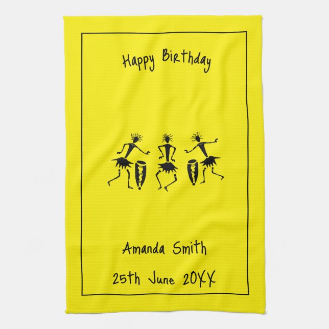 Paño De Cocina Arte africano, danza feliz (Vertical)