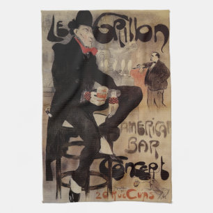 Paño De Cocina Arte Antiguo Modernista Le Grillon, Hombre Bebiend