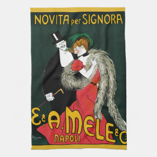 Paño De Cocina Arte Antiguo Modernista, Moda Italiana Amor Romanc